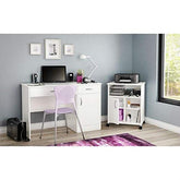 Fast Furnishings Modern Home Office Printer Stand Cart with Casters White